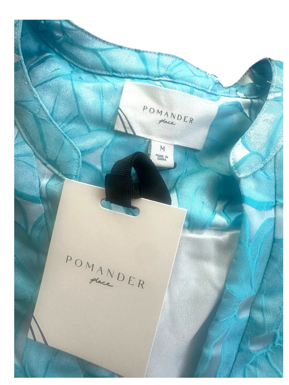 NWT Pomander Place Blue Floral Puff Sleeve Tiered Mini Dress Medium - Picture 11 of 12